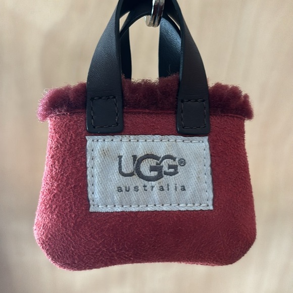 UGG Australia Red Charm Keychain Mini Micro Bag Clip Vintage Y2K Shearling Suede - Picture 4 of 5